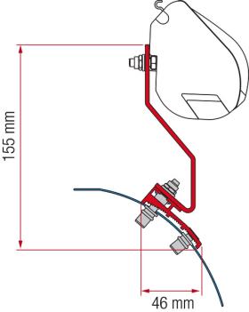 Fiamma F35 Montagehalterung, VW Caddy Maxi Lift Dach, tiefschwarz