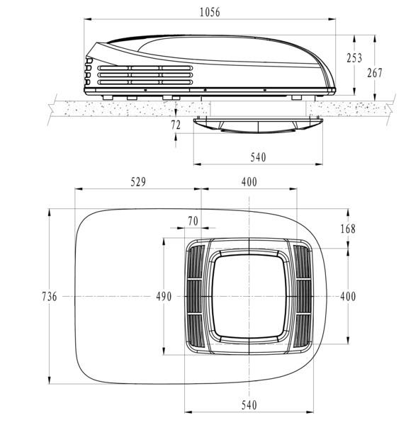 Carbest Dachklimaanlage CoolSky 3300W weiß